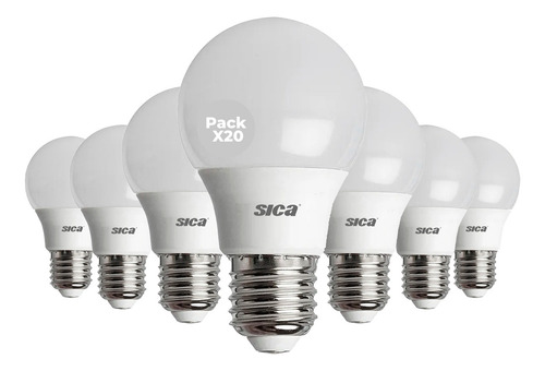 Lámpara Led Sica 9w Luz Cálida / Fría - Pack X 20u Luz Blanco Cálido