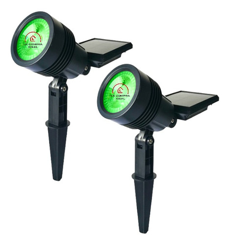 2 Pinchos Farol Solar De Jardín Led Verde Garantia 6 Meses!