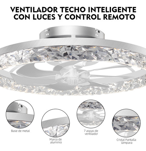 Ventilador Techo 52cm Inteligente Con Luces Y Control Remoto