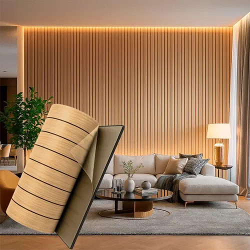 Painel Ripado Adesivo Papel De Parede Autocolante Decorativo Amêndoa
