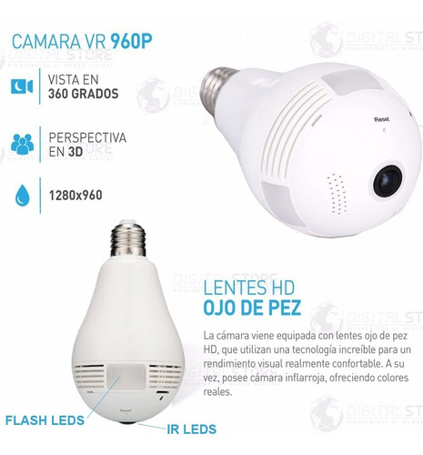 Camara Espia Ip Wifi Mini Seguridad Inalambrica Foco Lampara