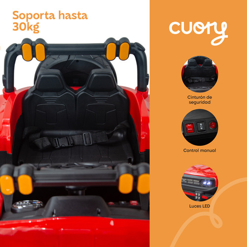 Coche Camioneta Eléctrica Estilo 4x4 Todo Terreno Aux Usb Color Rojo