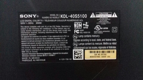 Imagen 5 de 7 de Televisor Sony 40 Usado No Prende