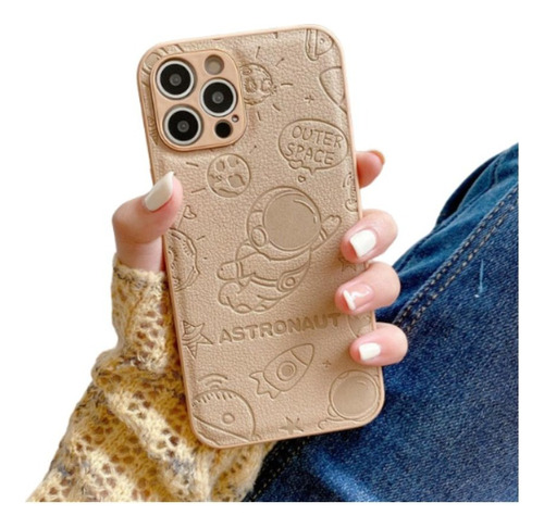 Funda Para iPhone Con Relieve Astronauta + Cristal Templado