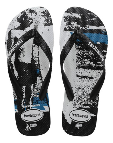 Ojotas Havaianas Hombre Top Twin Fin Originales Negro/blanco