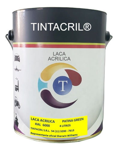 Laca Acrílica Ral 6000 X 4 Lts. Verde Pátina Brillante