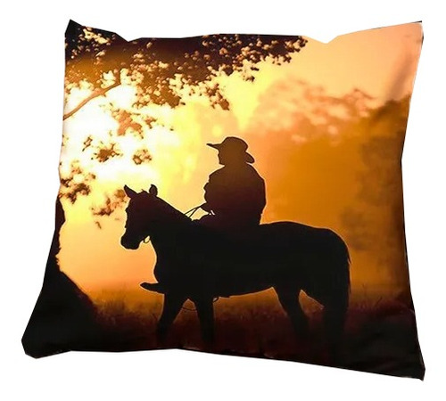Capa De Almofada Cowboy Cavalo Sol Estampa Country