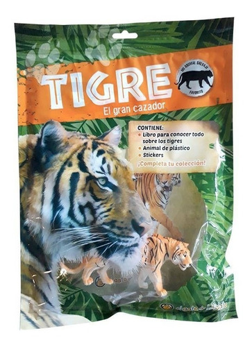 Tigre Libro Para Niños Con Stickers Y Figura 15cm
