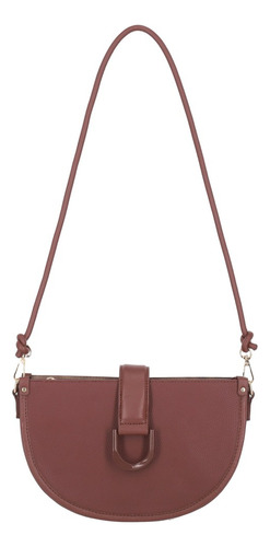 Bolso Mujer Crossbody Herraje Metálico 850-39 Bordó Lisa Oro Bordó
