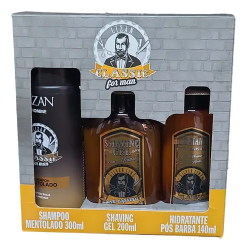 Kit Cuidado Masculino Lizan Classic 3 Peças Shampoo Creme