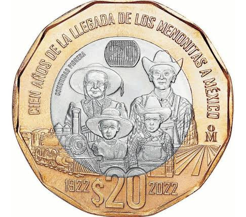 Moneda 20 Pesos De Los 100 Años De Llegada Delos Menonitas