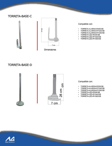 Base C Para Torreta De Seguridad Tipo Semáforo