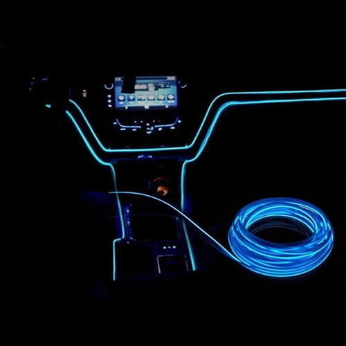 Imagem 3 de 4 de Fita Led Automotiva Luz Neon Interna Azul Painel 5 Metros