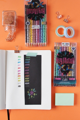 Imagen 3 de 7 de Lapices Metalizados Mooving Hey Metal Xl X 12 Colores