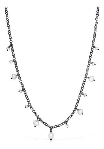 Collar De Plata Dark Silver Y Perlas Virtual Garden Tous Color Plateado