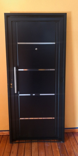 Puerta Chapa Simple Reforzada Barral Visor Tiras Espejadas