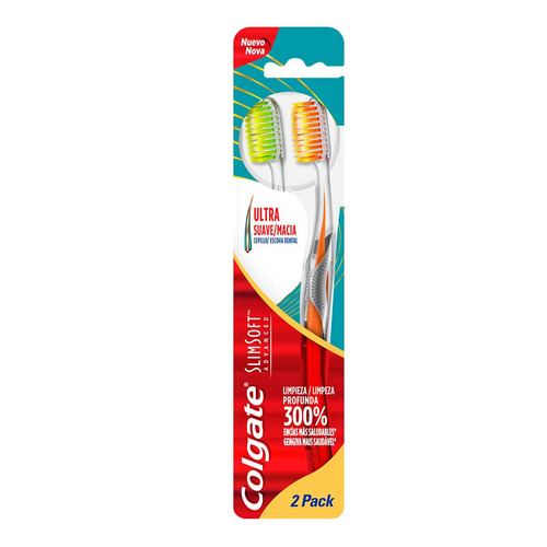 Imagen 1 de 5 de Cepillo dental Colgate Slim Soft Advanced Ultra suave pack x 2