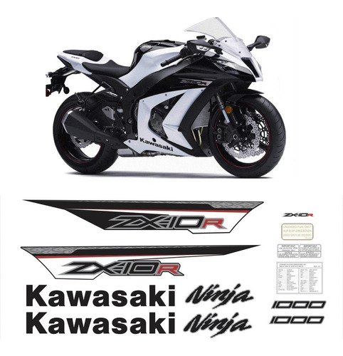 Adesivos Emblemas Compatível Ninja Zx-10r 2013 Branca R993 Cor PADRÃO