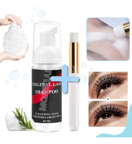 Lash Shampoo Original Para Pestañas 60ml + Brocha Limpiadora