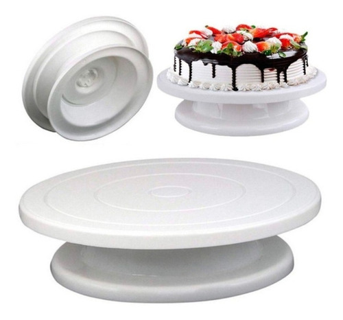 Base Soporte Plato Giratorio Para Torta Plastico 28 Cm