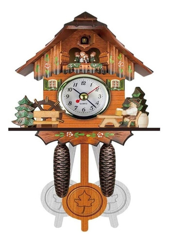 Reloj De Pared De Madera De Cuco Con Diseño De Sala De Estar