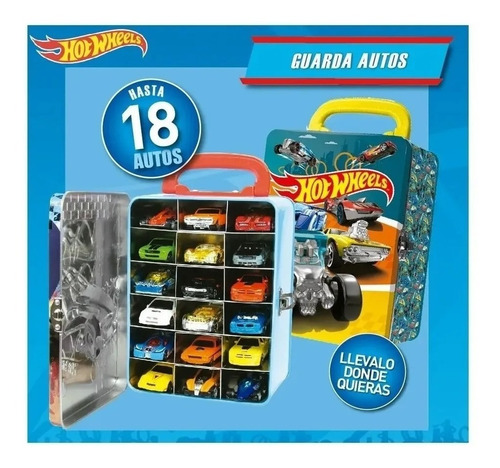 Hot Wheels Porta Autos Maletin Lata Caja Metal Car Case Edu