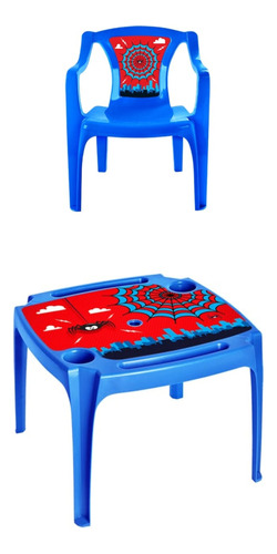 Juego Set Infantil 1 Mesa+ 1 Silla Niños Plástico Color Azul