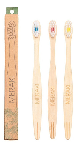 Cepillo De Dientes Biodegradable Bambu Meraki X 3 Unidades