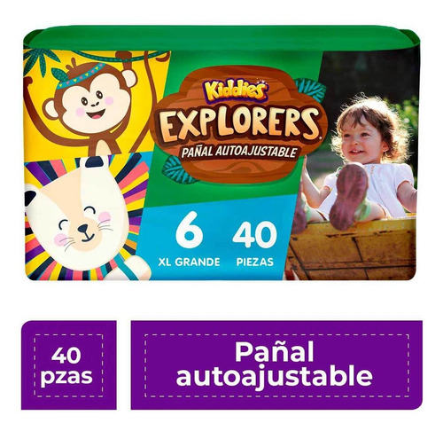 Pañales Kiddies Explorer Autoajustable Etapa 6 Talla Xg 40 Pañales