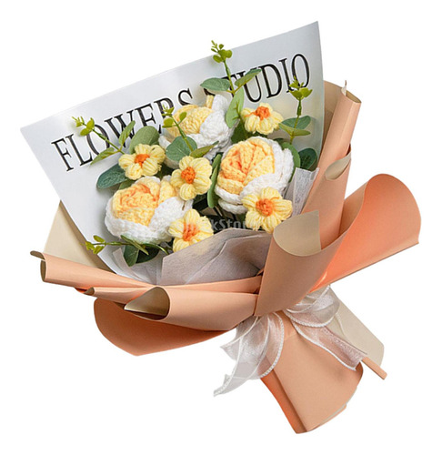 Hermoso Ramo De Flores Tejido A Mano Para Naranja Degradado