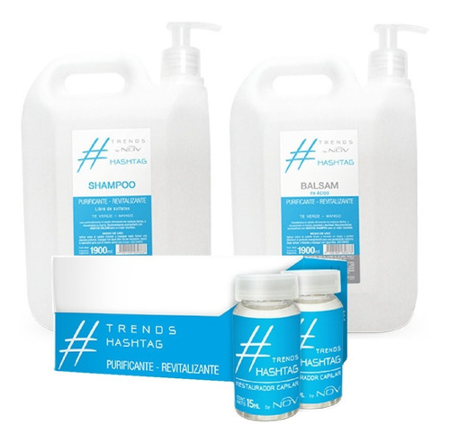 Kit Nov Trends Hashtag Shampoo Acondicionador + Ampollas