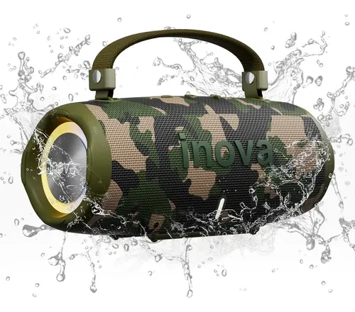 Caixa De Som Bluetooth Caixinha Som Portátil Potente Tws Com Rádio Rgb Hifi Som À Prova D'água Ipx67 De Multimodo Bluetooth/Cartão Tf/Entrada Aux/Tws Para Interior/Trabalho/Acampamento Cor Preto Inova