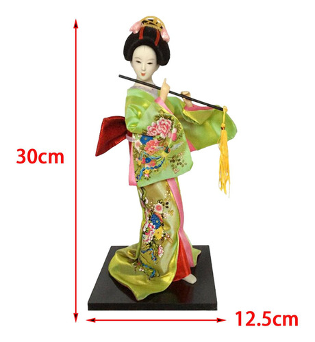 12 Polegadas Geisha Japonesa Artesanato Verde Fluorescente