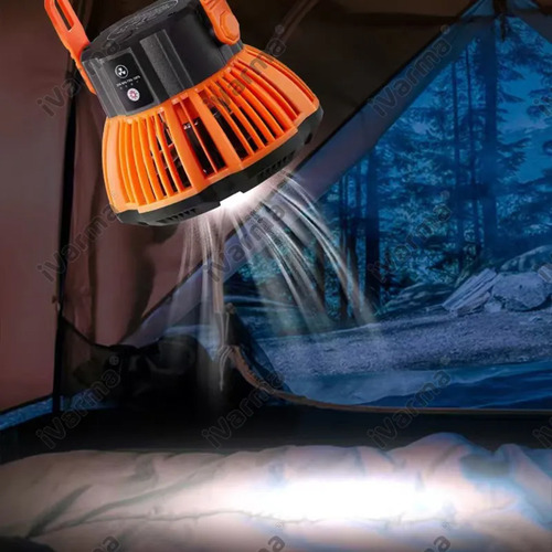 Ventilador De Camping Recargable Portátil Con Luz Led