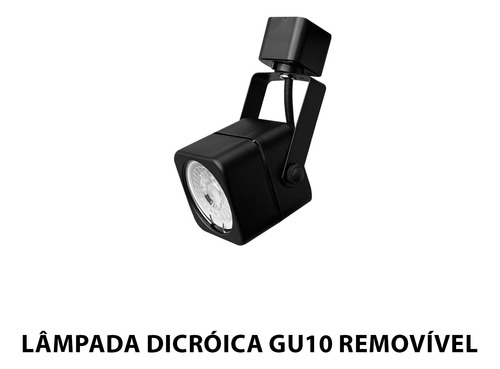 Trilho Eletrificado 1m + 4 Spot Quadrado Mr16 Gu10 C Lâmpada