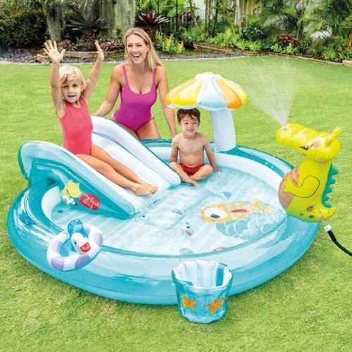 Imagen 2 de 6 de Piscina Lanza Agua Centro De Agua Piscina Inflable 160litros