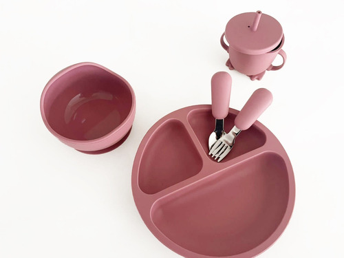 Kit Para Comida Bebe (bowl+plato Adhesivos +cubiertos +vaso)