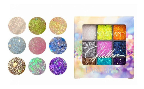 Handaiyan Paleta De 9 Sombras Para Ojos En Gel  Con Glitters