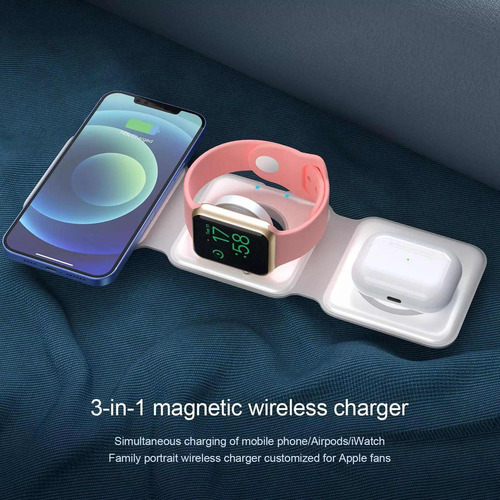 Cargador Rápido Inalámbrico Magsafe Para iPhone 3 En 1
