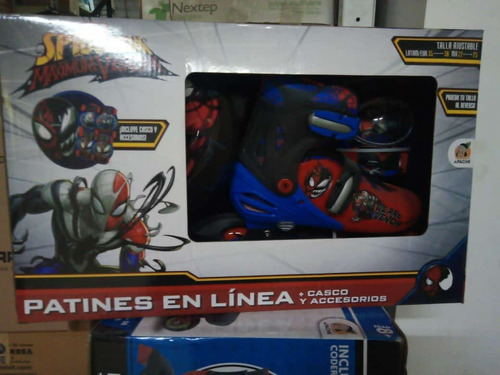 Patines En Linea De Niño Spiderman Ajustables Con Casco Y Ac