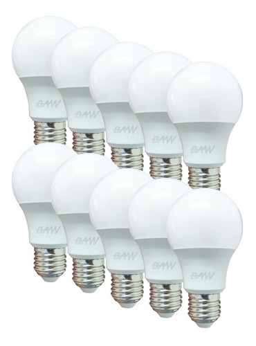 Pack X 10 Lamparas Led Bulbo 10w Cálida Baw 90% Ahorro!