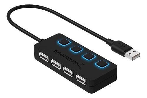 Concentrador Sabrent Usb 2.0 De 4 Puertos Con Interruptores