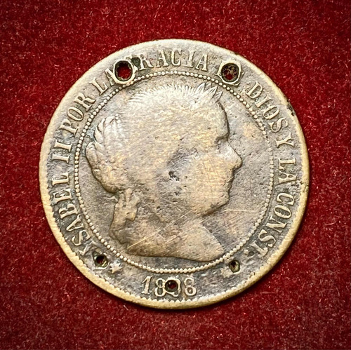 Moneda 5 Céntimos España 1868 Km 635 Isabel 2 Om (8) Barca (Usado)