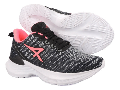 Imagen 3 de 7 de Zapatilla Athix Sprint Kids (negro/coral)