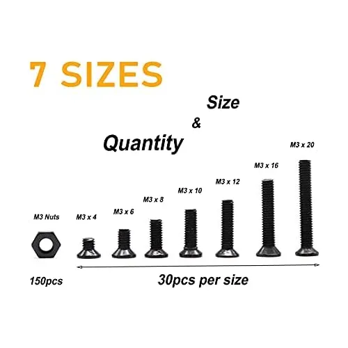 360 Piezas M3 X 4 Mm / 6 Mm / 8 Mm / 10 Mm / 12 Mm / 16...
