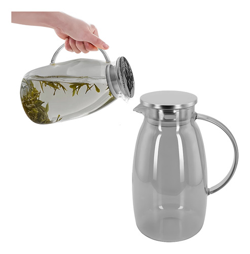 Jarra De Vidro Tampa Inox Suco Água Moderno Resistente 2 L