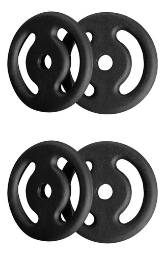 Kit De Barras Ocas E Anilhas Flash 20kg Em Ferro Fundido Preto