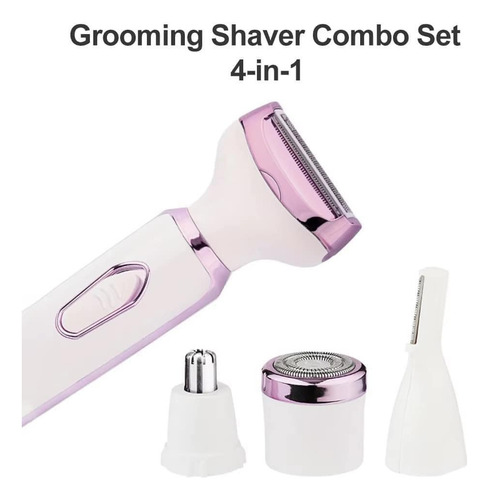 Depilador Profissional Lady Shaver Kemei 4 Em 1 Km-6713 Rosa E Cinza