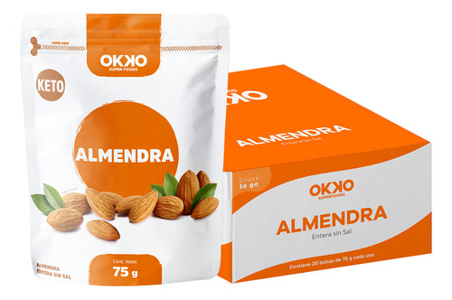 Caja Almendra Entera 75 G Snacks Saludables Okko