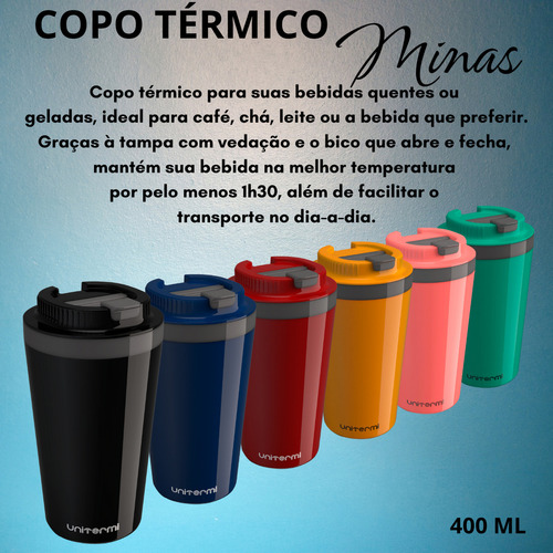 Copo Térmico Minas 400 Ml Com Tampa Unitermi Café Chá Água Cor Verde